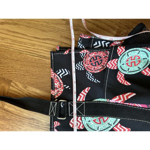 Turtle Tote Bag by N. Gil Large Black Water Resistant Top Zip, pockets Intial J - Picture 10 of 15